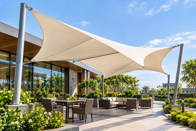 Tensile atrium cover